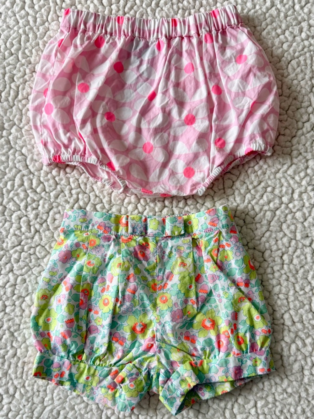 Jacadi Pink Polka Dot Bloomers & Multicolor Floral Diaper Covers